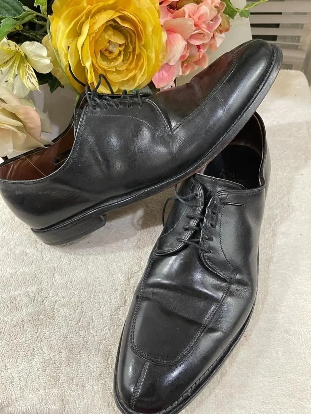 ALLEN EDMONDS DEL RAY black leather mens dress shoes size 11.5 D (800